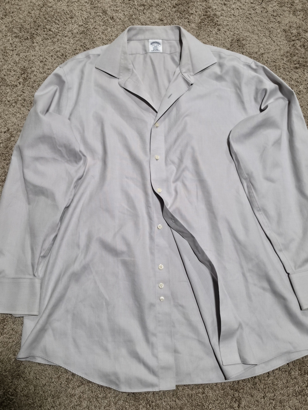 Men’s Brooks Brothers Regent 1818 Non-Iron Dress Shirt, Gray, Size 17.5-4/5